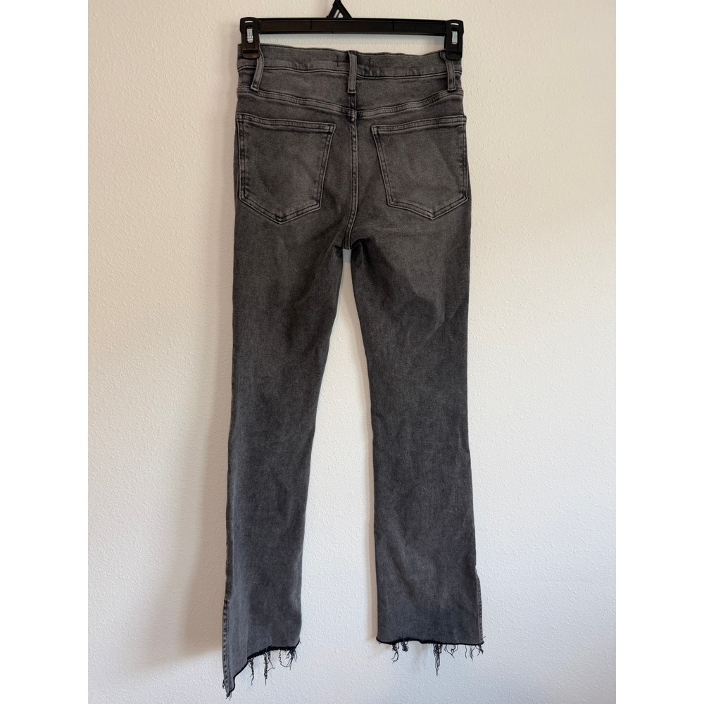 Madewell Kick Out Full-Length Jeans Faded Black Side Slit Raw Hem Size 26